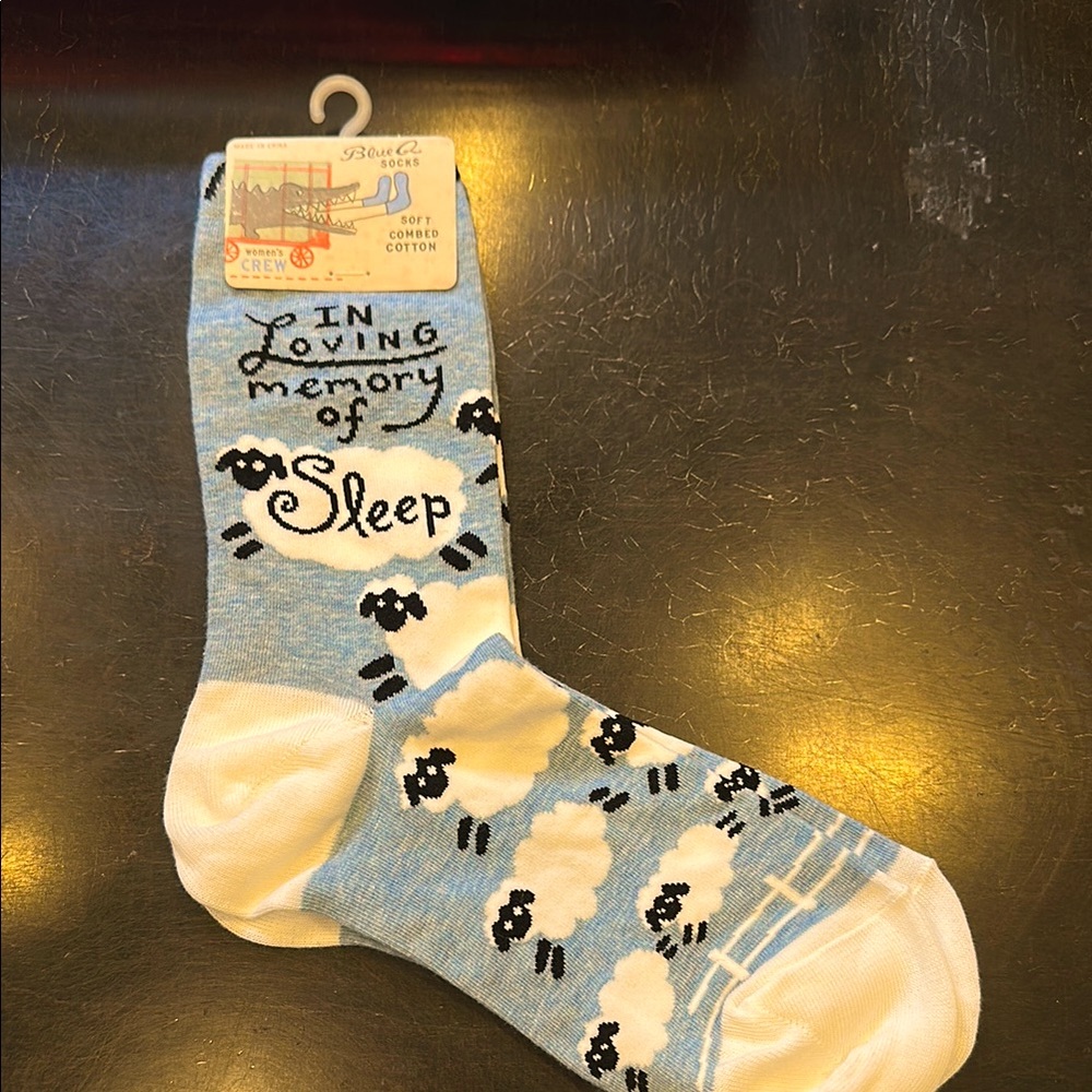 Blue Q Casual Socks Blue and White Sheep Design- NO available any more